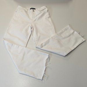 Sanctuary Denim Size 26 White Wide Legged Jeans High-Waist Frayed Hems